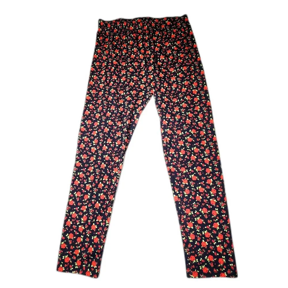 No Boundaries Long Pajama Bottoms Junior 11-13 Black & Roses All Over Sleepwear